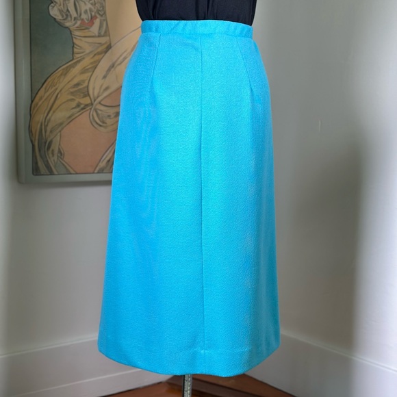 Vintage D’Allaird’s Made in Canada Turquoise Blue 100% Polyester A line Skirt - Picture 2 of 6